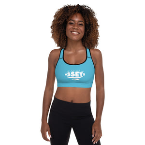 Let's Talk Assets - Blue Padded Sports Bra – Real Estate Investor Gear